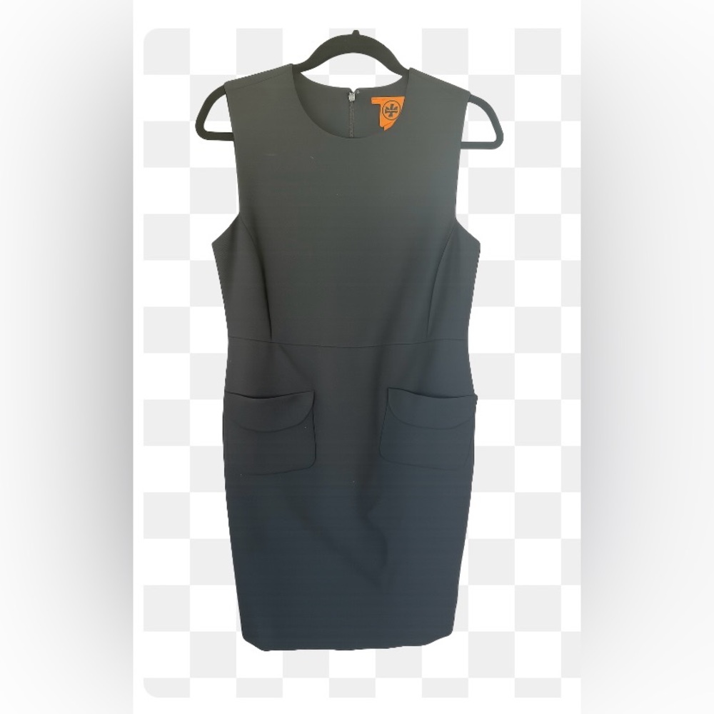 Tory Burch Black Sleeveless Sheath Midi Dress